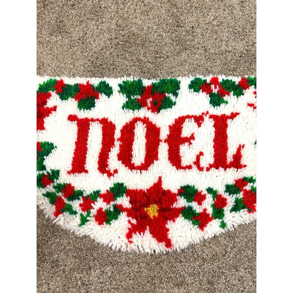 Vintage Christmas NOEL Rug Sign Handmade Latchhook Holiday Decor Vintage 1980s - Picture 2 of 4